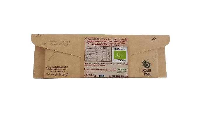 Cioccolato di Modica 70% cacao da 60 gr - BIO - retro