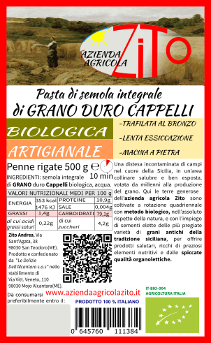 Penne rigate halb-vollkorn 500g, Zito - BIO